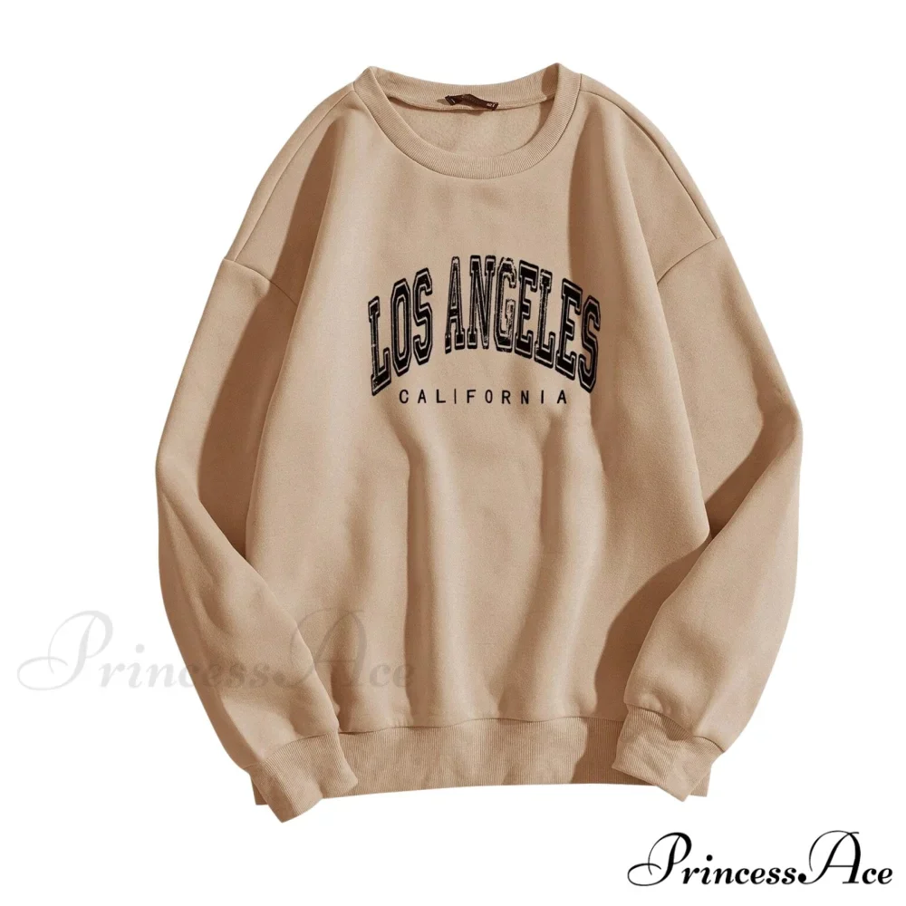 Letter Los Angeles Print Hoody Pullover - Image 9