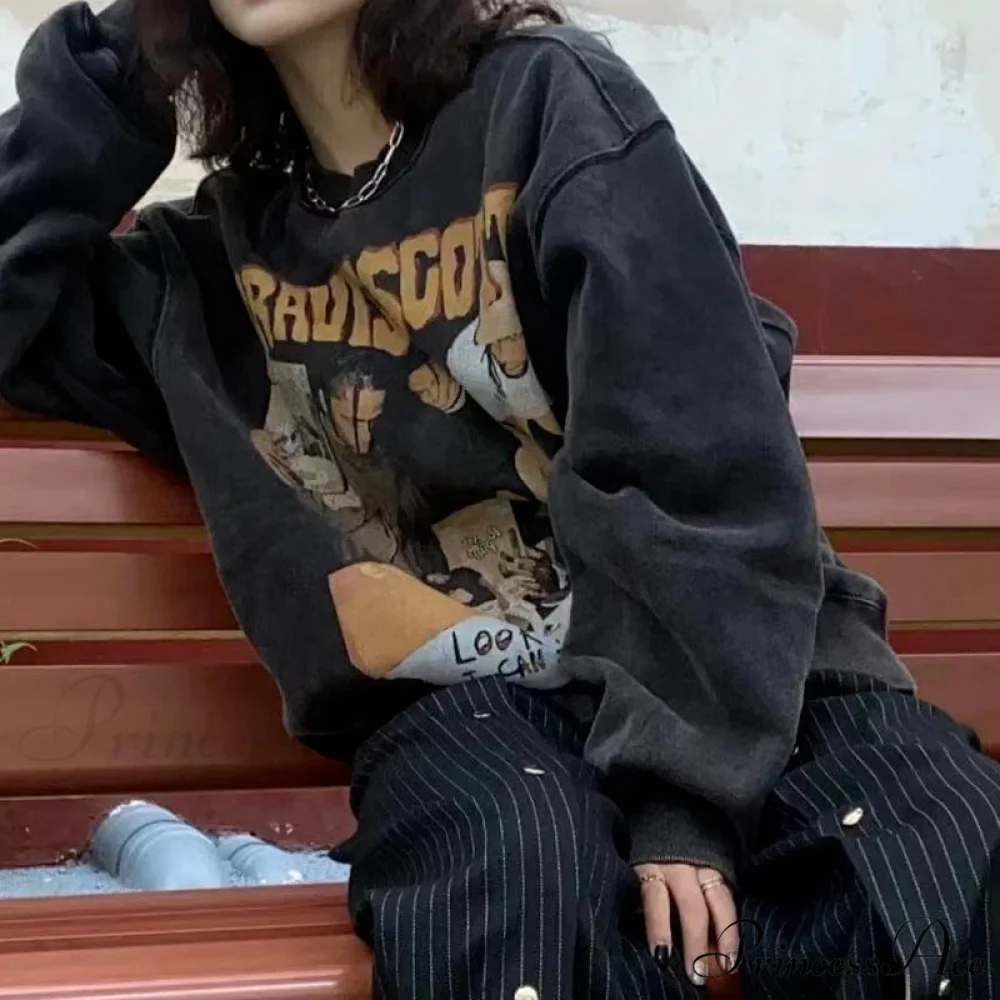 Gothic Streetwear Graphic Print Hoody Pullover - Image 2