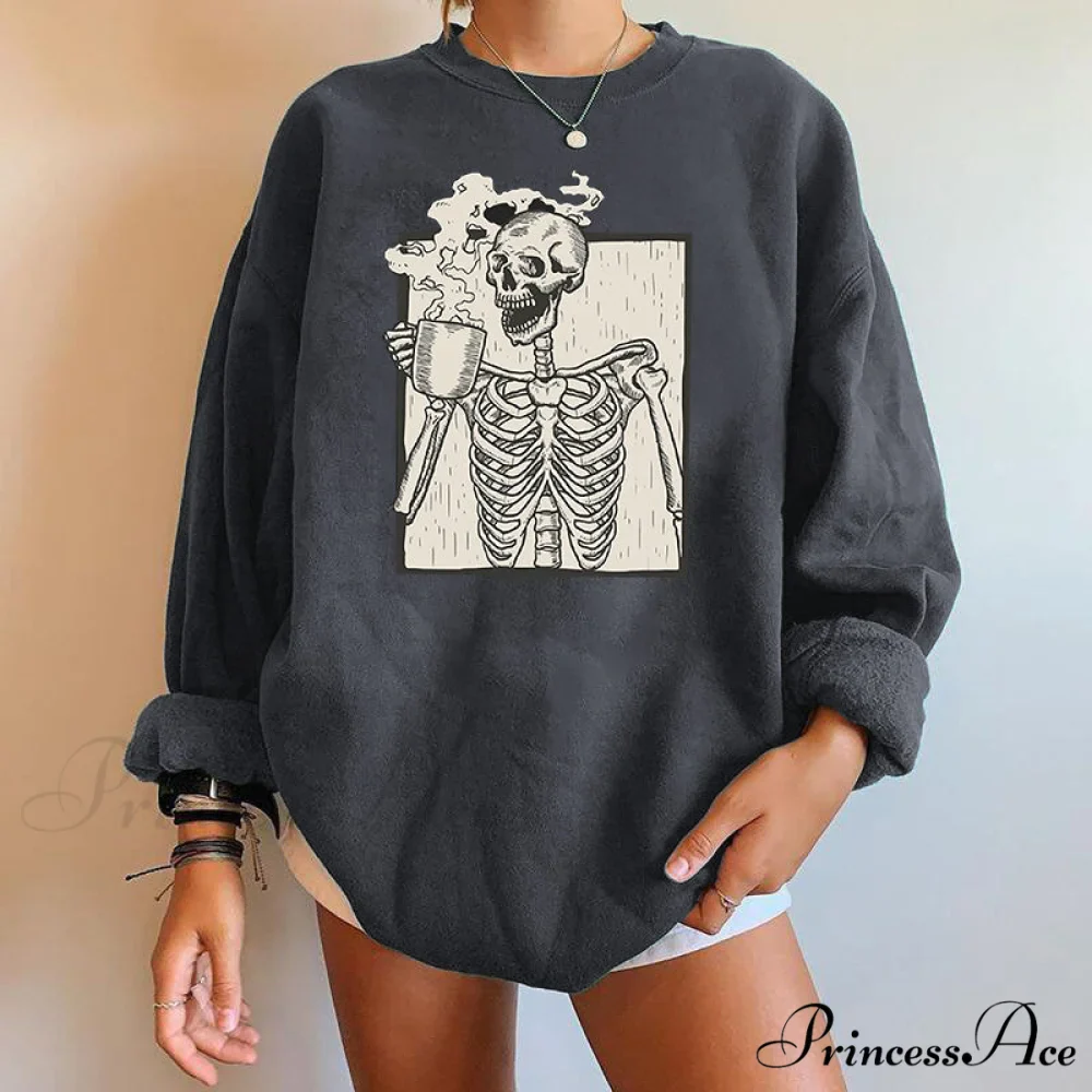 Gothic Skeleton Print Fashion Hoody Pullover - Image 3