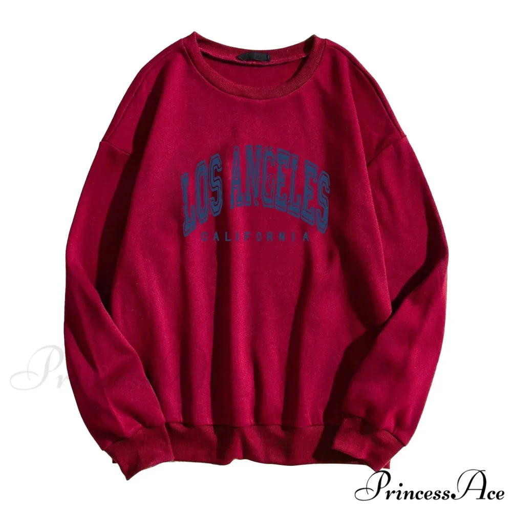 Los Angeles Letter Print Brown Hoody Pullover - Image 2