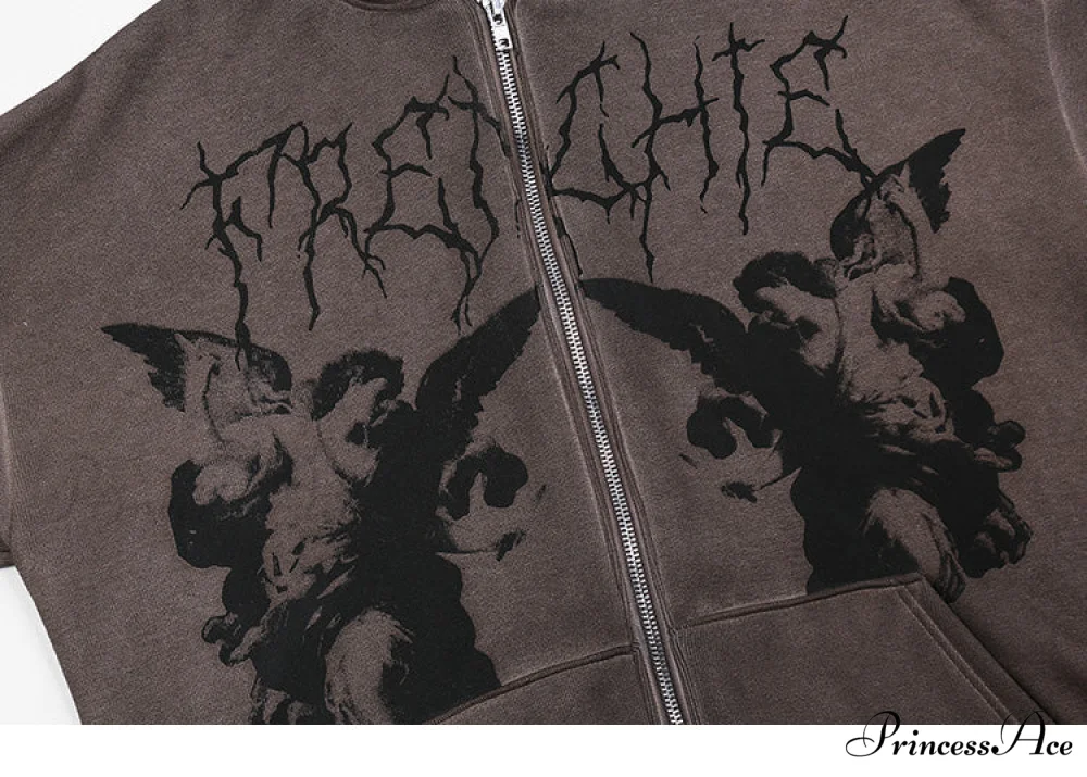 Angel Dark Print Streetwear Hoody Jacket - Image 6
