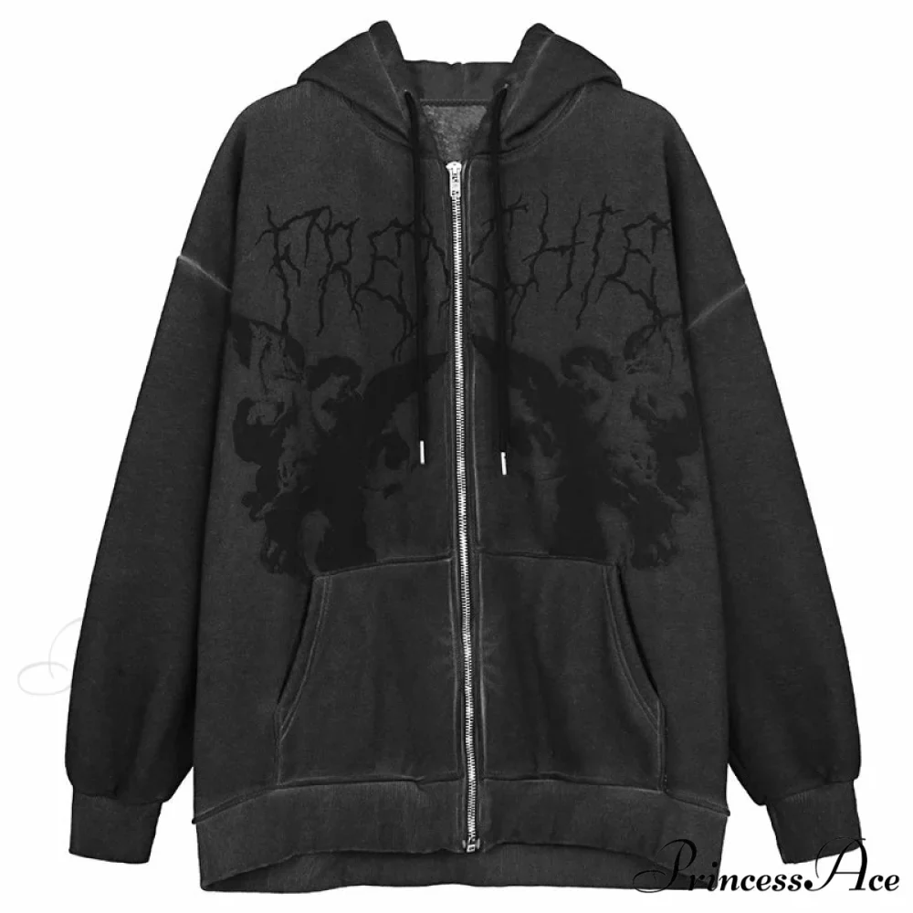 Angel Dark Print Streetwear Hoody Jacket - Image 8