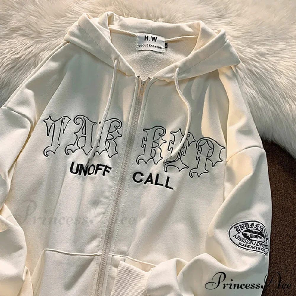Letter Print Zip Up Oversize Jacket - Image 8