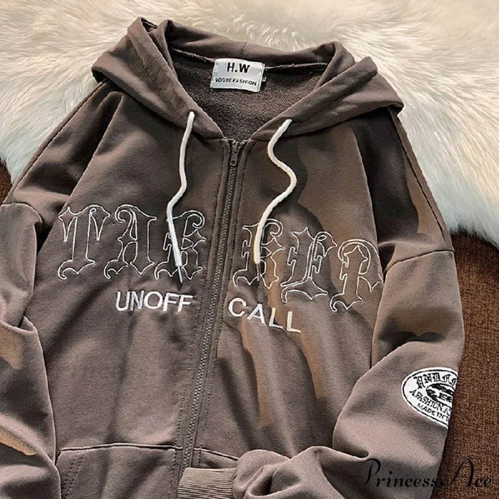 Letter Print Zip Up Oversize Jacket - Image 9
