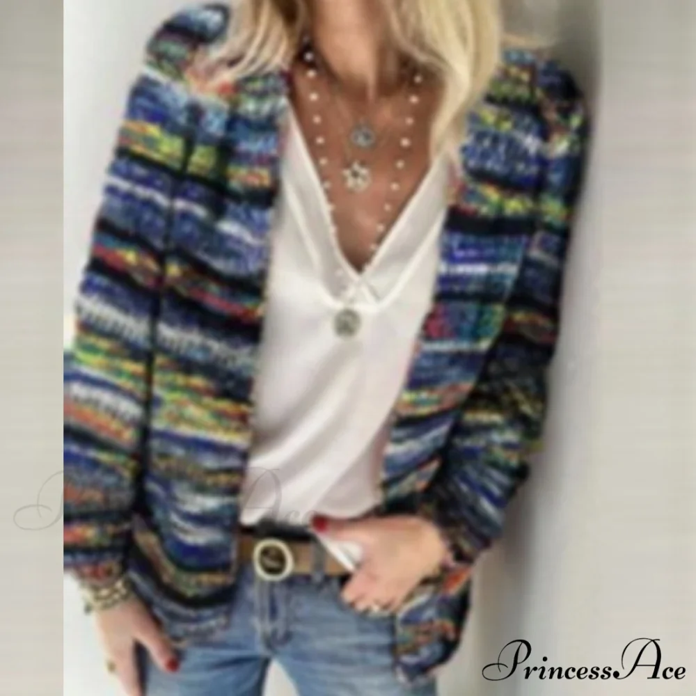Multicolor Stripped Print Cardigan - Image 2