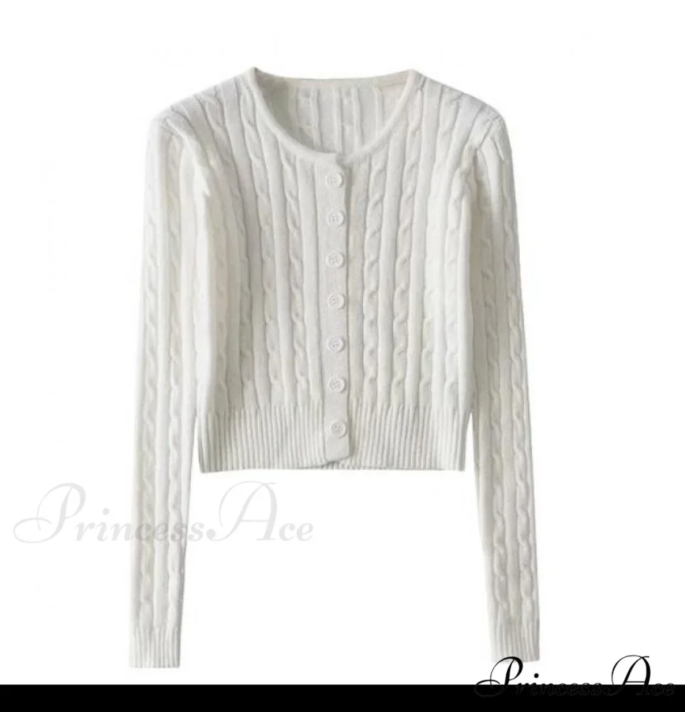 Vintage Long Sleeve Slim Knitted Cardigan - Image 10