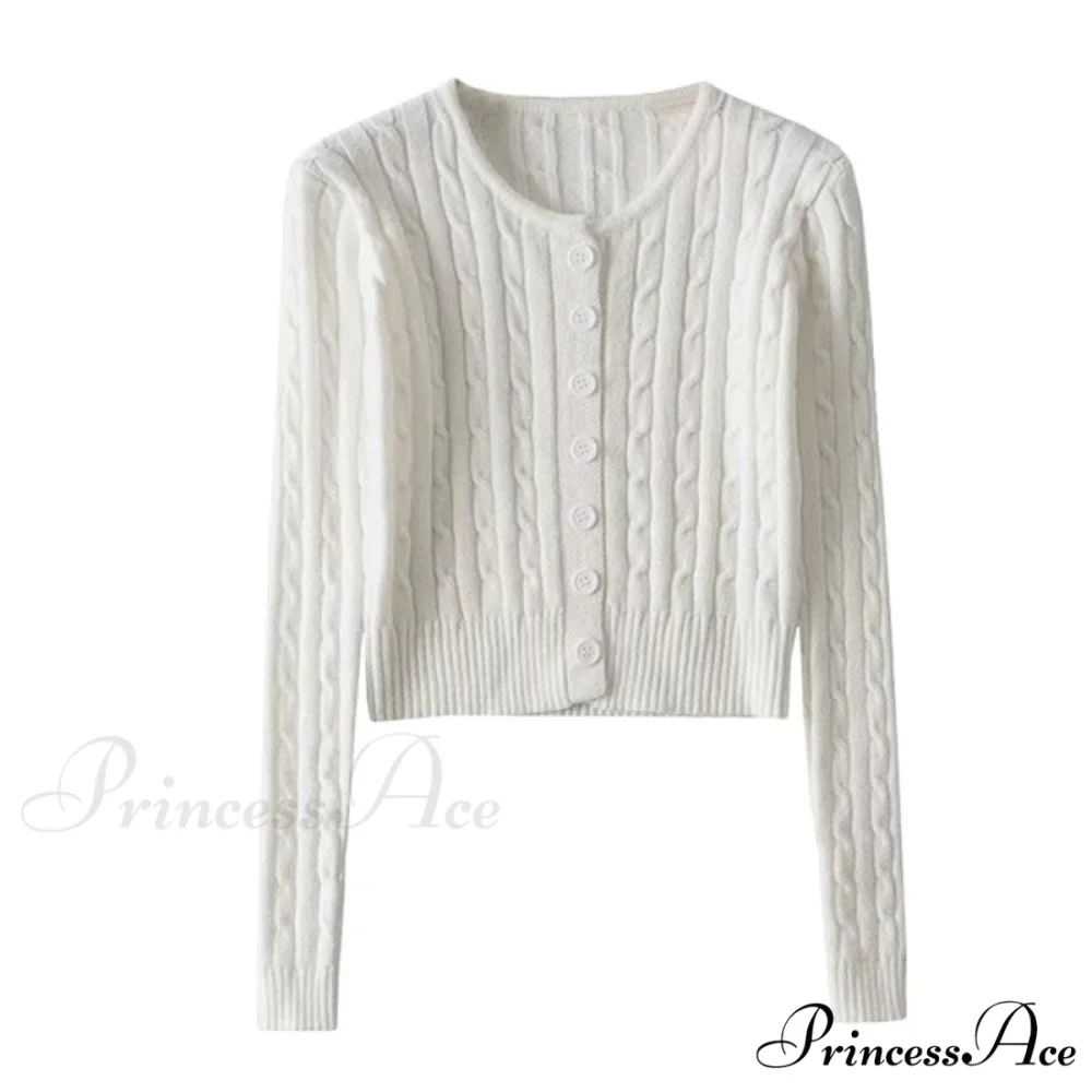Vintage Long Sleeve Slim Knitted Cardigan - Image 5
