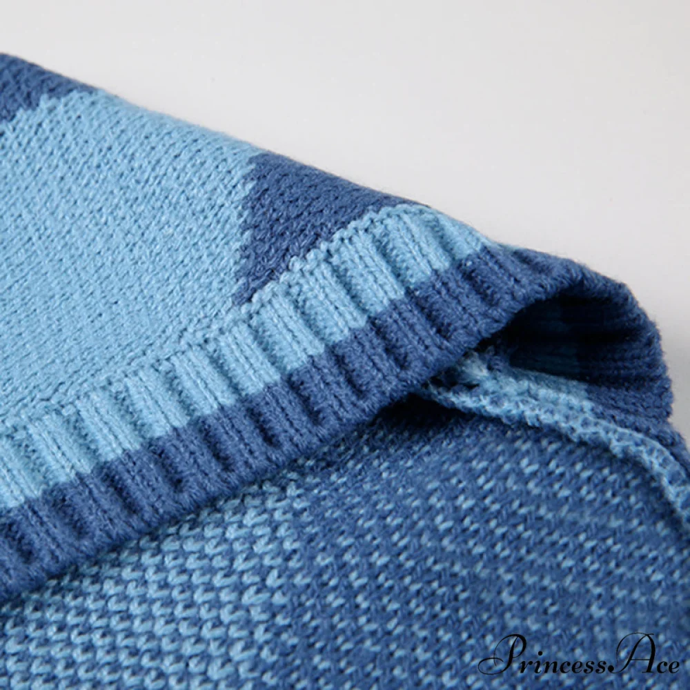Black Blue Daily Plaid Knitwear Cardigan - Image 4
