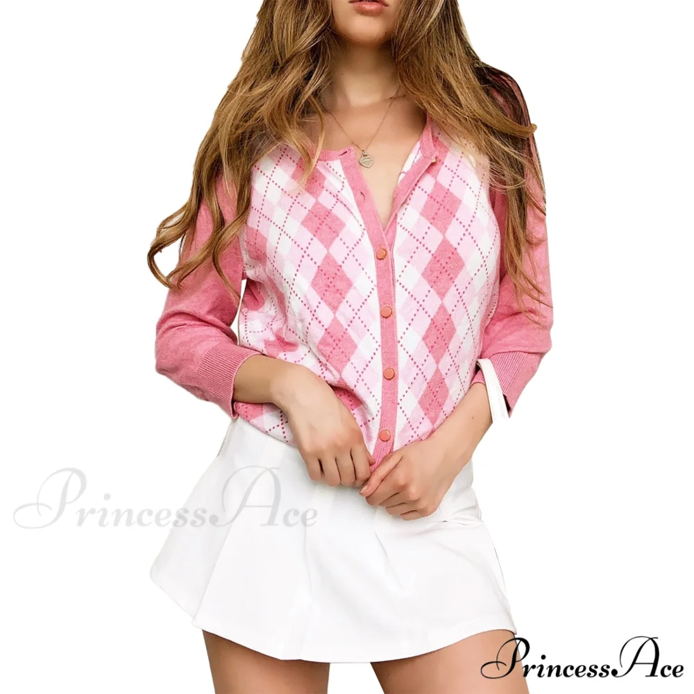 Classic Plaid Red Green Knitwear Cardigan - Image 7