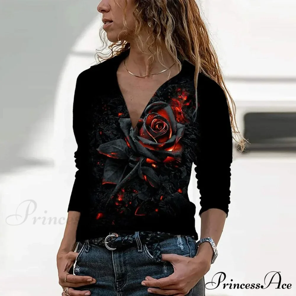 Casual Vintage Harajuku Floral Print Graphic Tee - Image 2