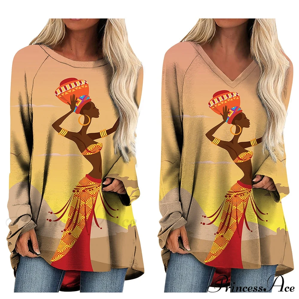 Long Sleeves African Female Pattern Tops - Image 3