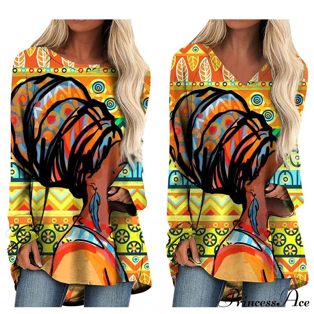 Long Sleeves African Female Pattern Tops - Image 4