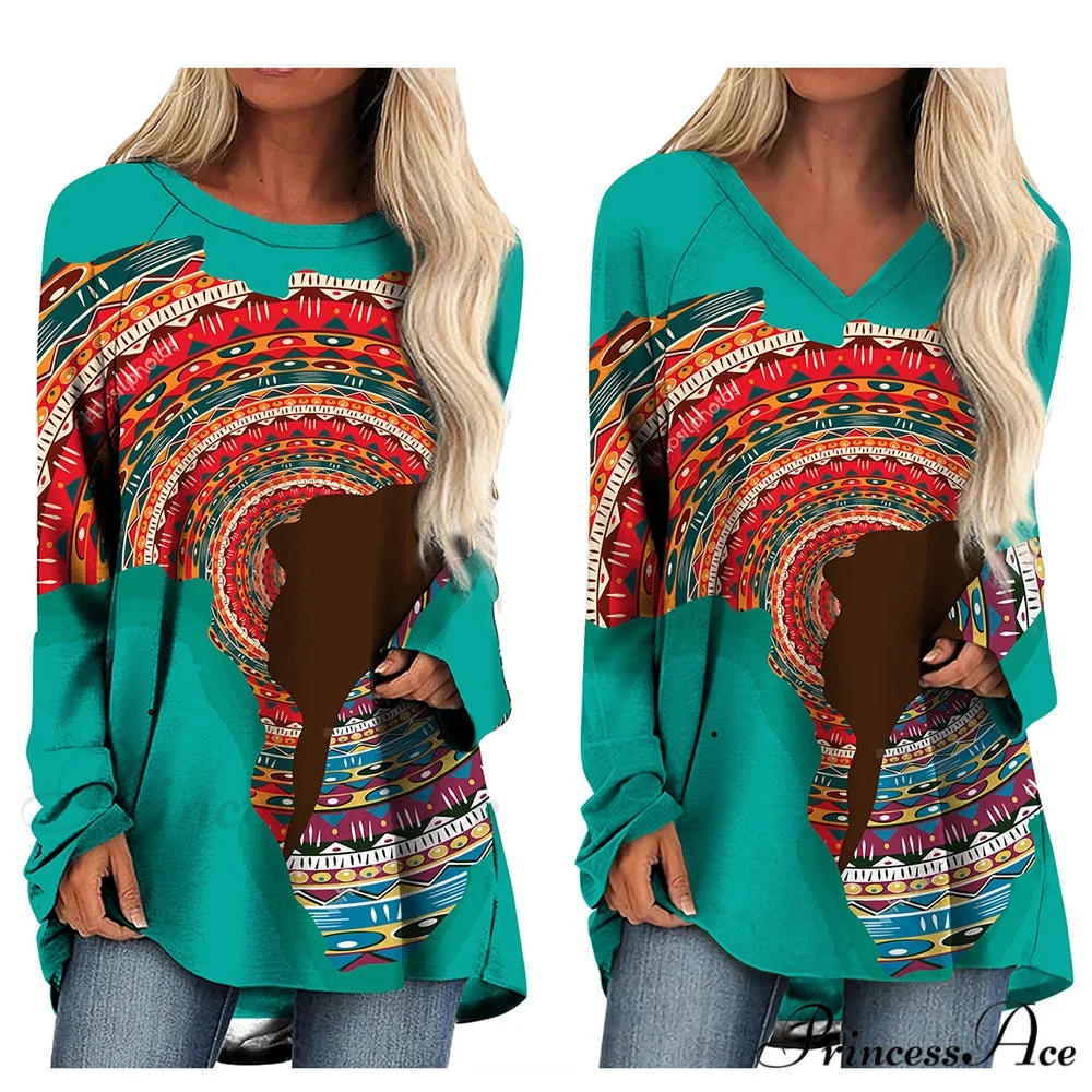 Long Sleeves African Female Pattern Tops - Image 5