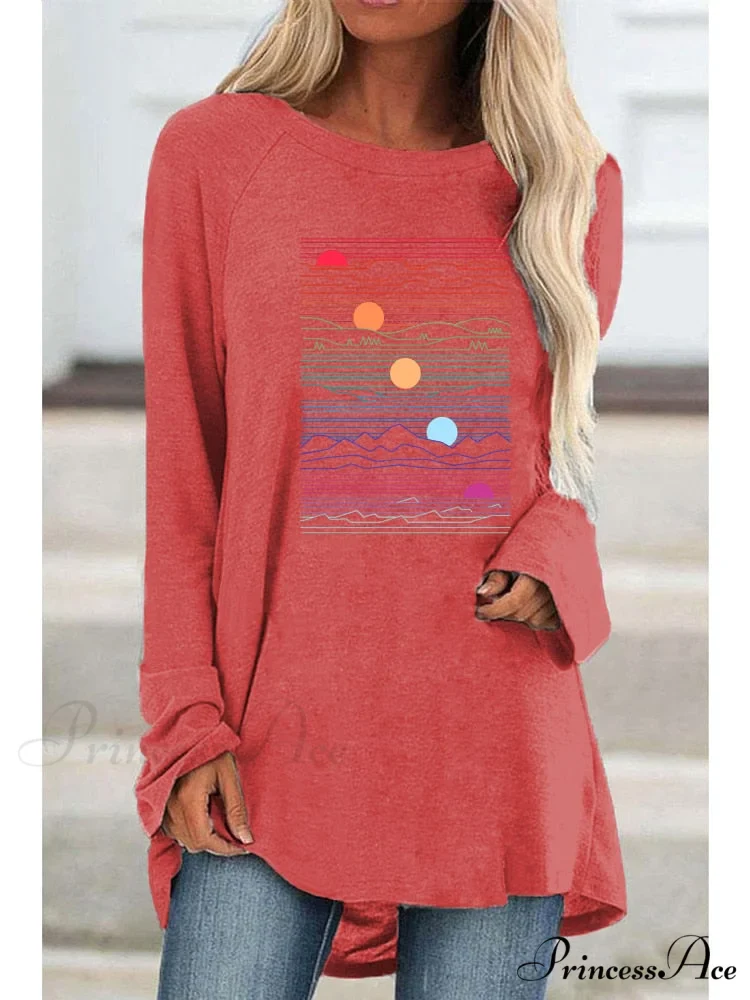 Long Sleeve Loose Casual Printing T-shirt - Image 11