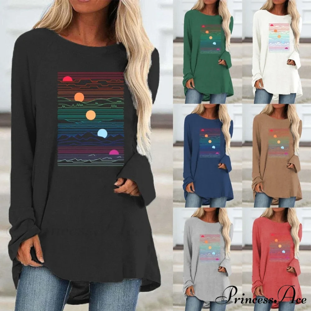 Long Sleeve Loose Casual Printing T-shirt - Image 2