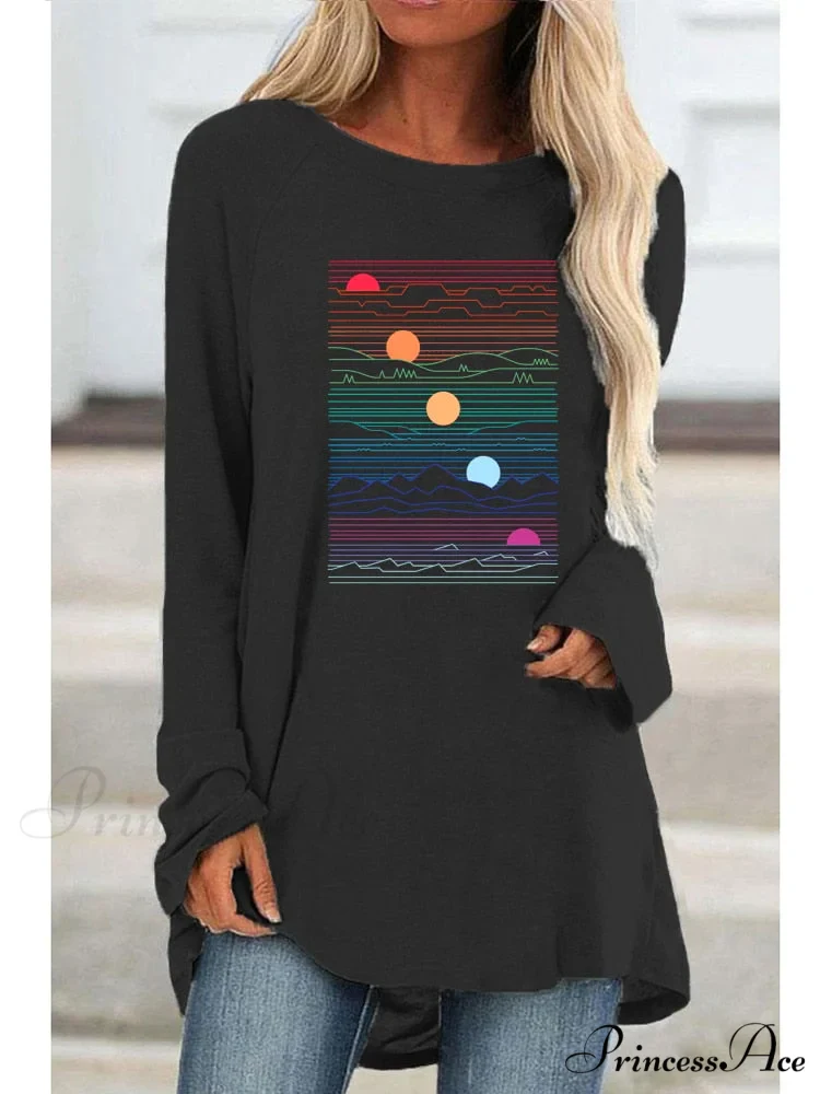 Long Sleeve Loose Casual Printing T-shirt - Image 7