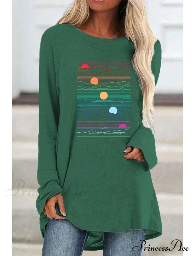 Long Sleeve Loose Casual Printing T-shirt - Image 9