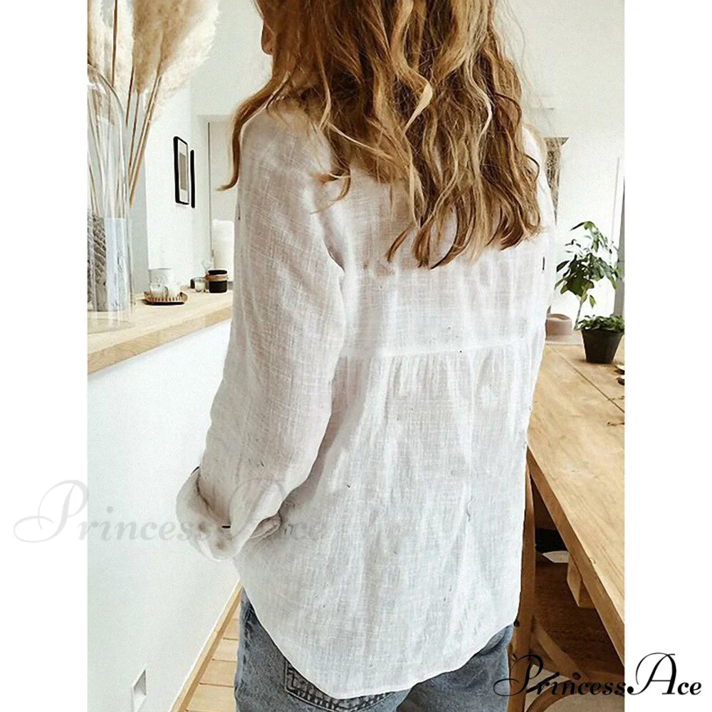 Cotton Linen Vintage Flower Print Blouse - Image 3