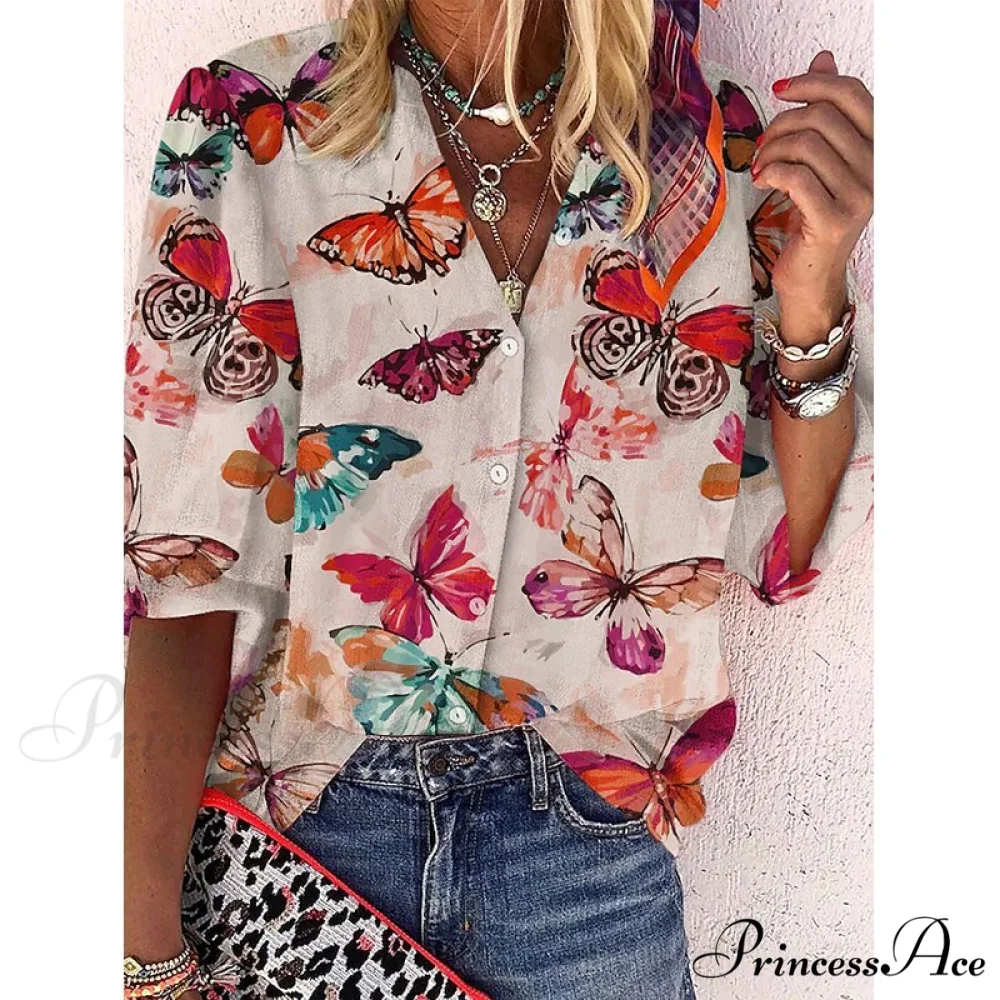 Loose Colorful Print Large Size Blouses - Image 13