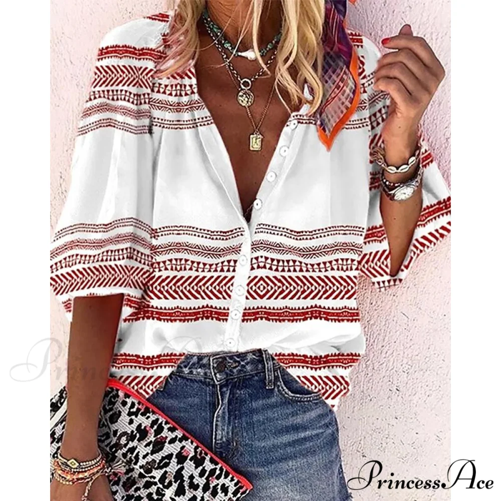 Loose Colorful Print Large Size Blouses - Image 14