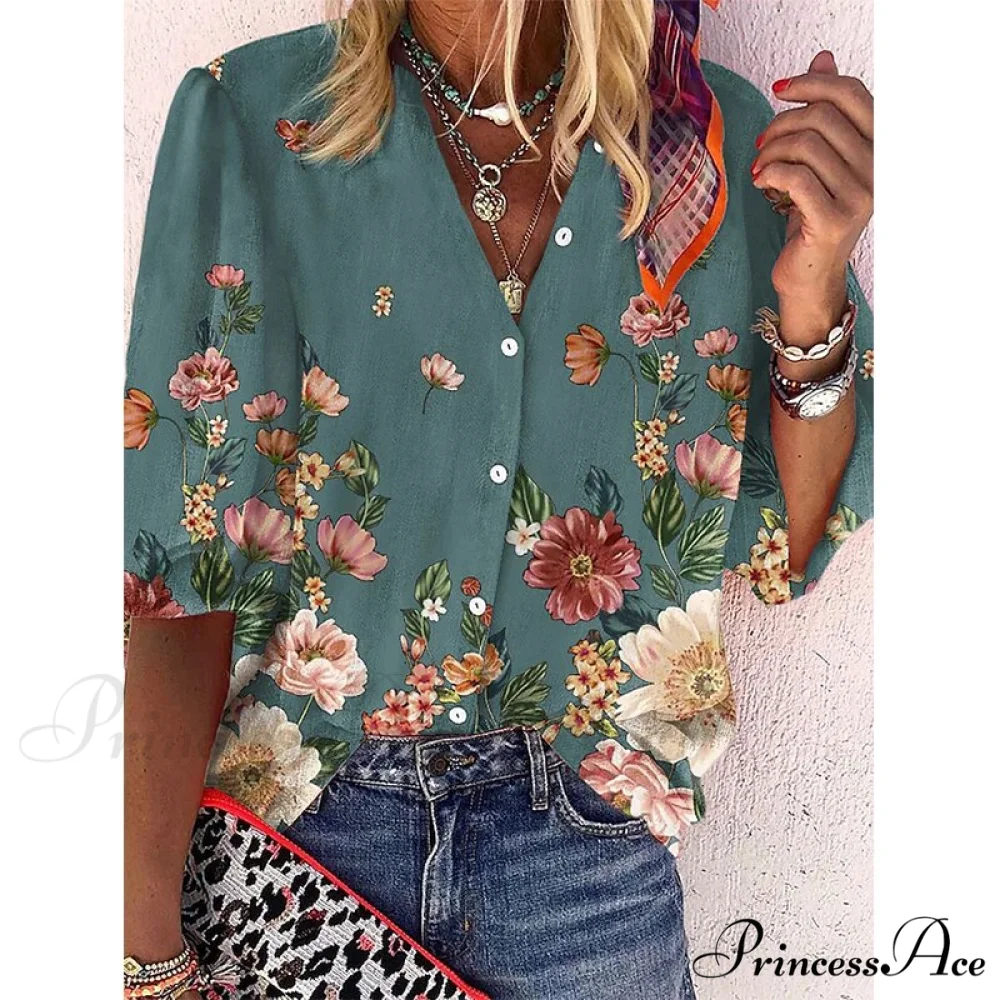 Loose Colorful Print Large Size Blouses - Image 5