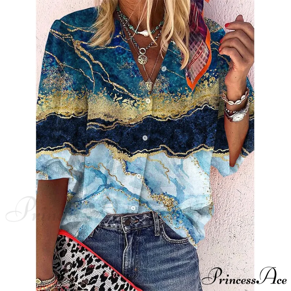 Loose Colorful Print Large Size Blouses - Image 8