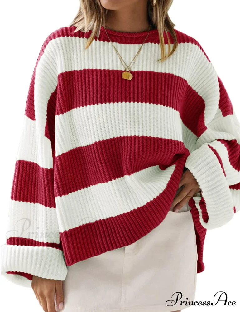 Women's Striped Color Comfy Knitted Sweater - Image 10