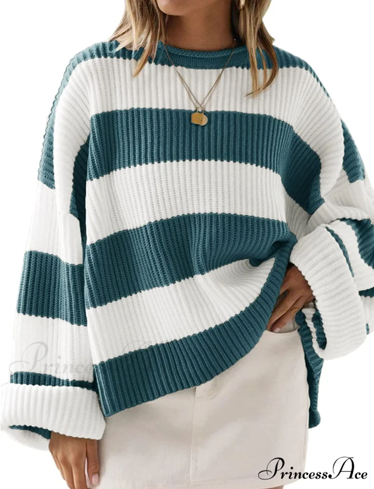 Women's Striped Color Comfy Knitted Sweater - Image 8