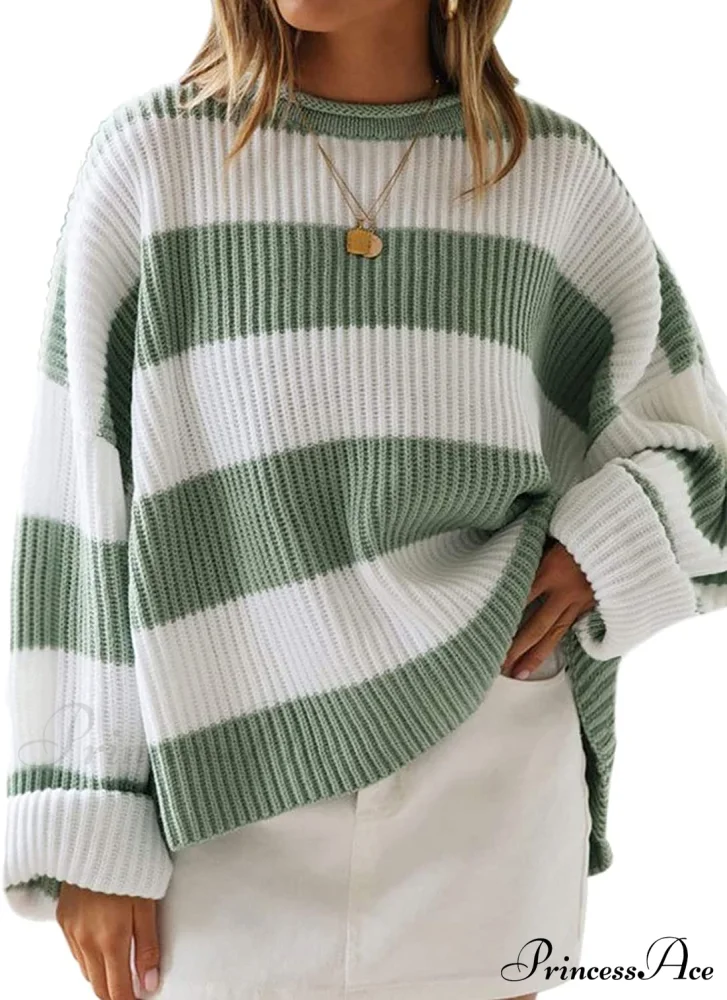Women's Striped Color Comfy Knitted Sweater - Image 9