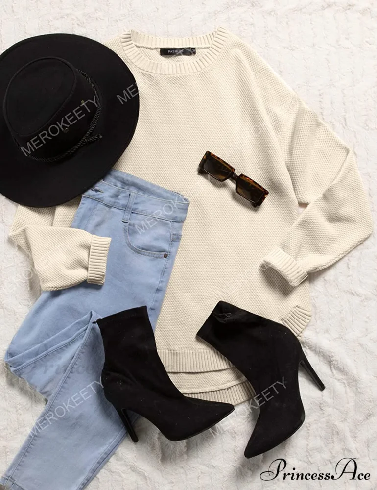 Women's Long Sleeve Oversized Crew Neck Knit Pullover - Image 4