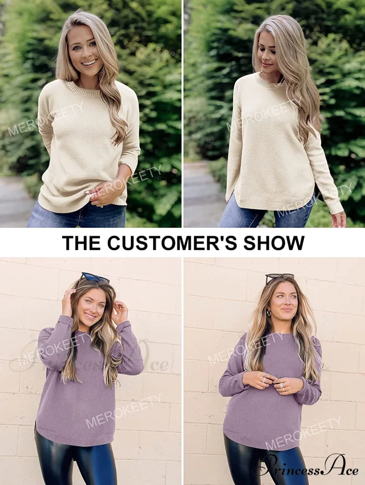Women's Long Sleeve Oversized Crew Neck Knit Pullover - Image 5