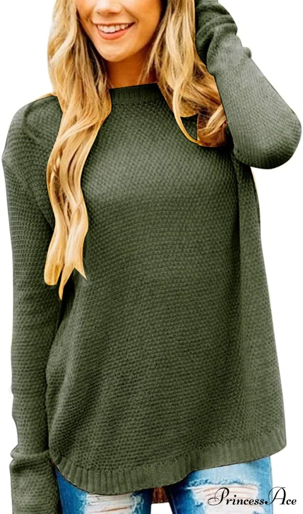 Women's Long Sleeve Oversized Crew Neck Knit Pullover - Image 7