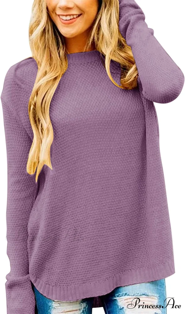 Women's Long Sleeve Oversized Crew Neck Knit Pullover - Image 9