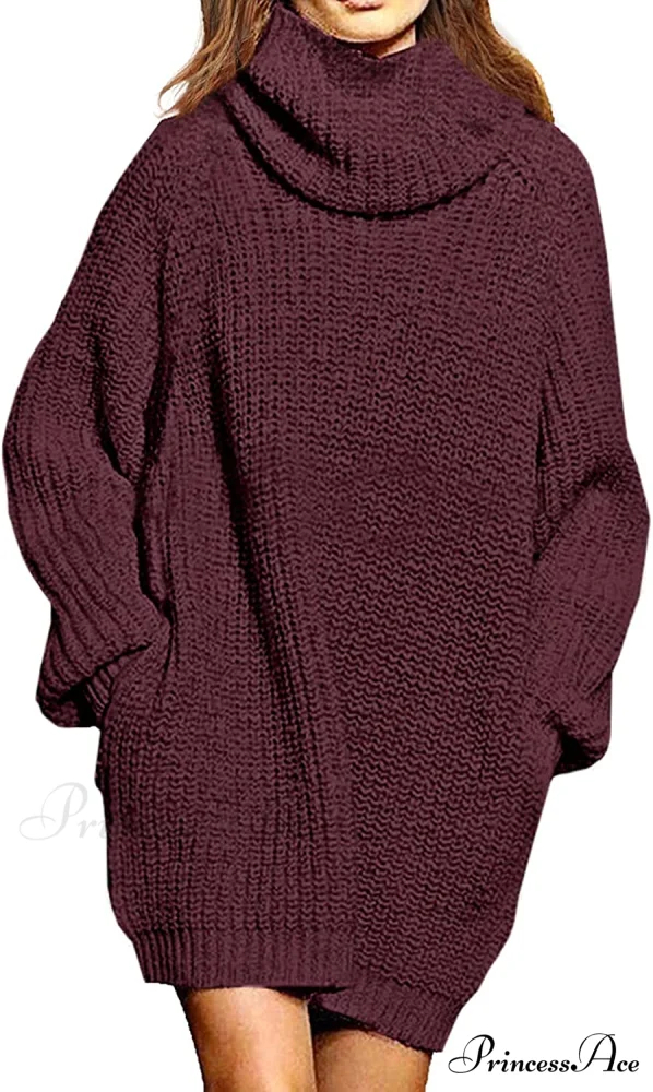 Women's Loose Turtleneck Oversize Long Pullover Sweater Dress - Image 10