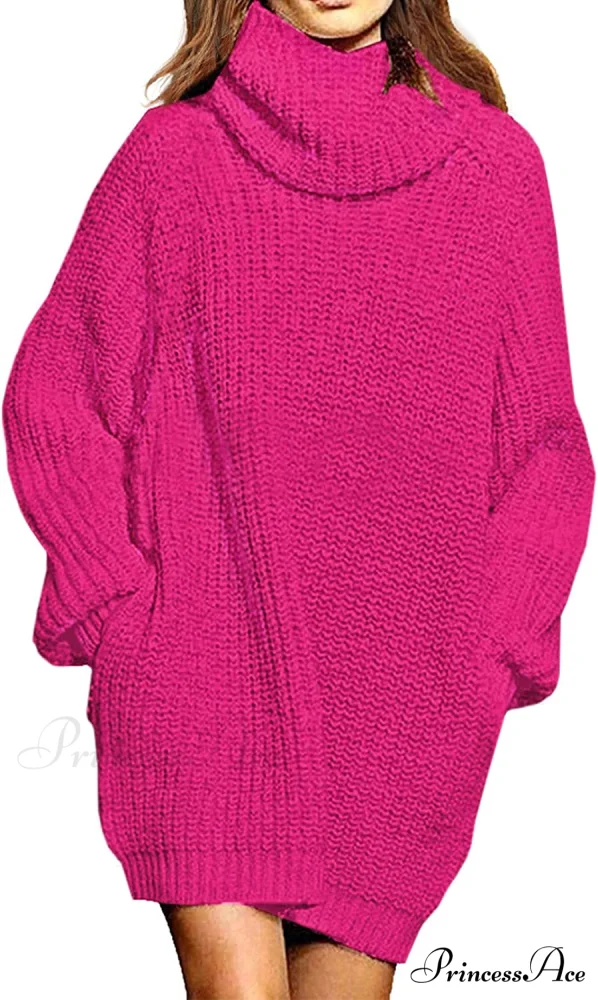 Women's Loose Turtleneck Oversize Long Pullover Sweater Dress - Image 8
