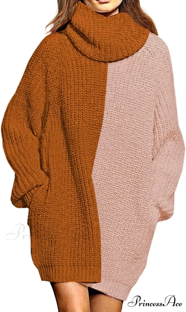 Women's Loose Turtleneck Oversize Long Pullover Sweater Dress - Image 9