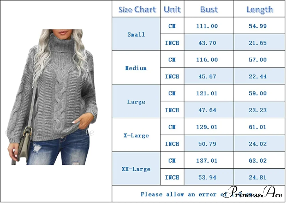Womens Turtleneck Loose Oversized Chunky Knitted Sweater - Image 4
