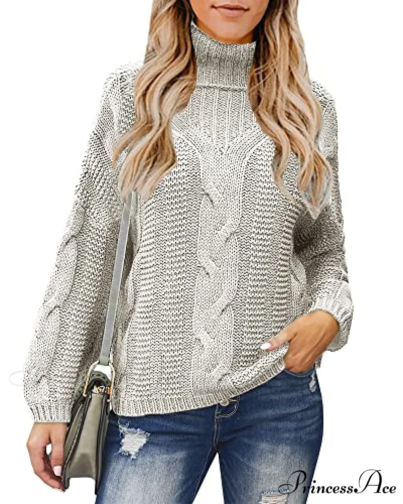 Womens Turtleneck Loose Oversized Chunky Knitted Sweater - Image 6
