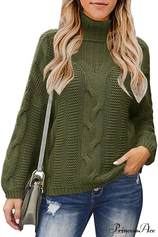 Womens Turtleneck Loose Oversized Chunky Knitted Sweater - Image 7