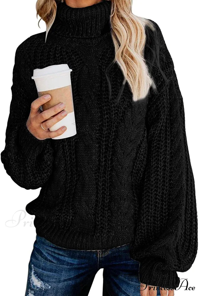 Fashionme Chic Ballon Sleeve Winter Turtleneck Chunky Sweater - Image 11