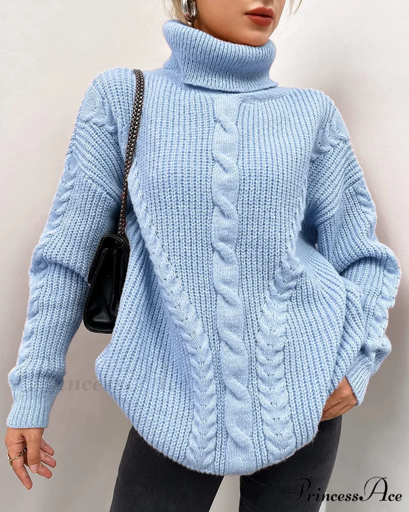 Fashionme Chic Ballon Sleeve Winter Turtleneck Chunky Sweater - Image 2