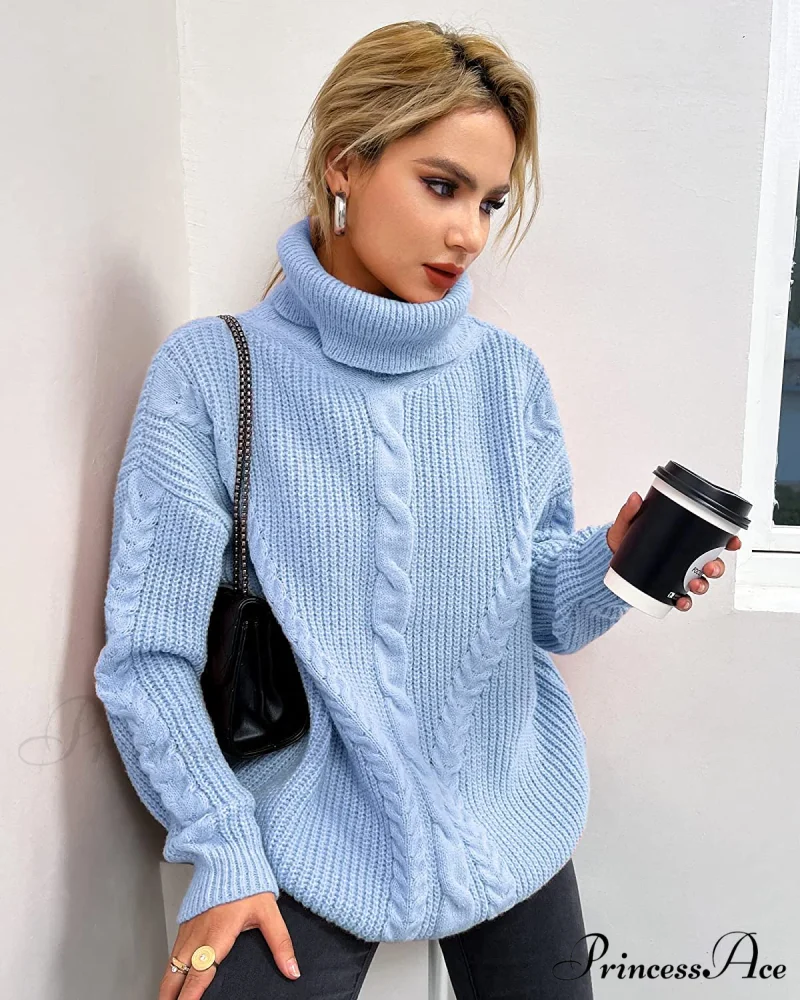 Fashionme Chic Ballon Sleeve Winter Turtleneck Chunky Sweater - Image 3