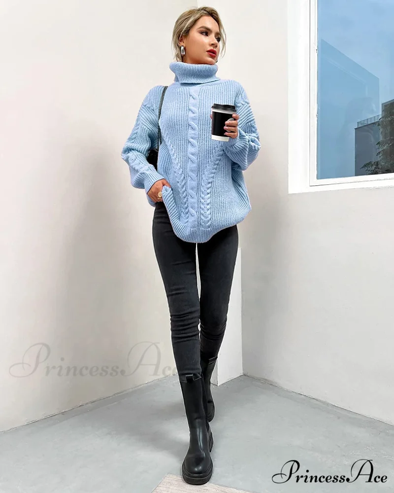 Fashionme Chic Ballon Sleeve Winter Turtleneck Chunky Sweater - Image 5