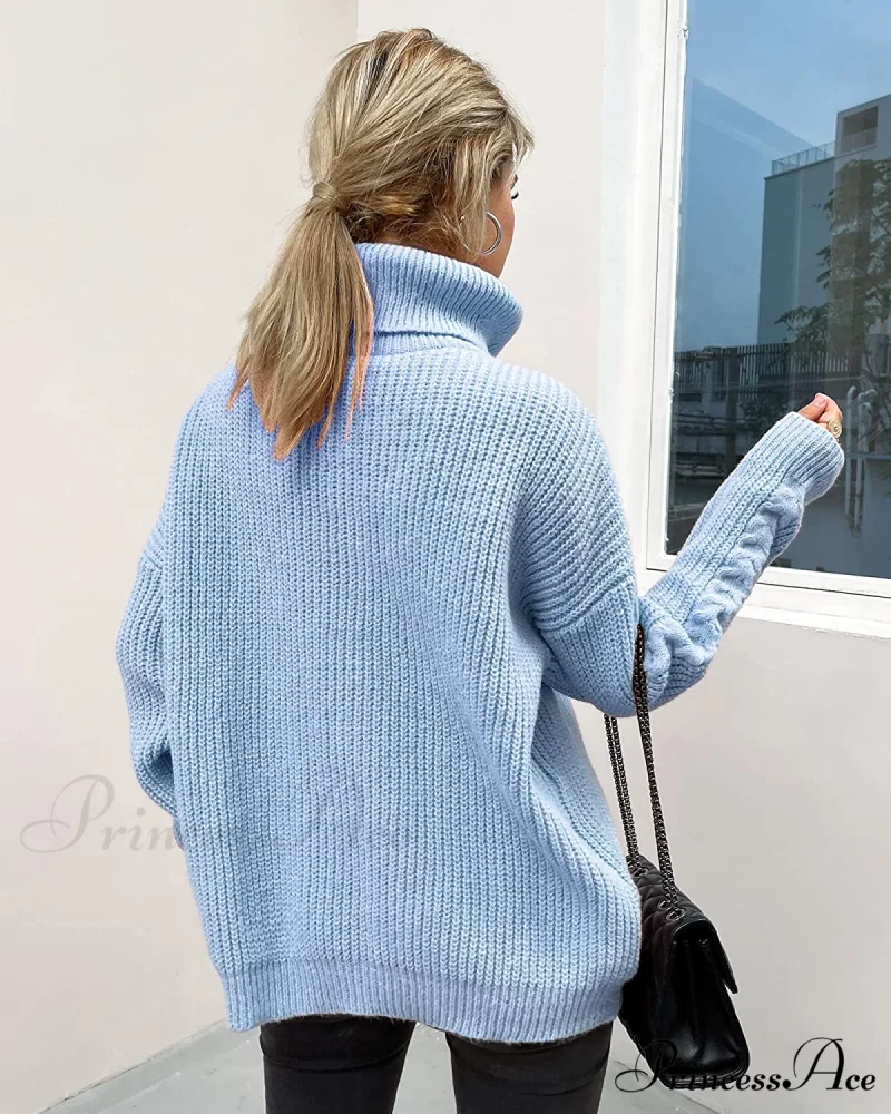 Fashionme Chic Ballon Sleeve Winter Turtleneck Chunky Sweater - Image 6