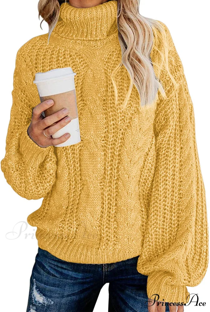 Fashionme Chic Ballon Sleeve Winter Turtleneck Chunky Sweater - Image 9