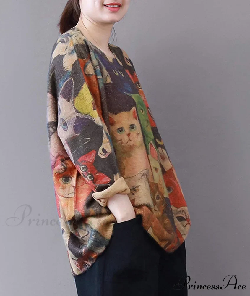 Women Oversized Pullover Casual Loose Long Sleeve Knit Sweater - Image 2