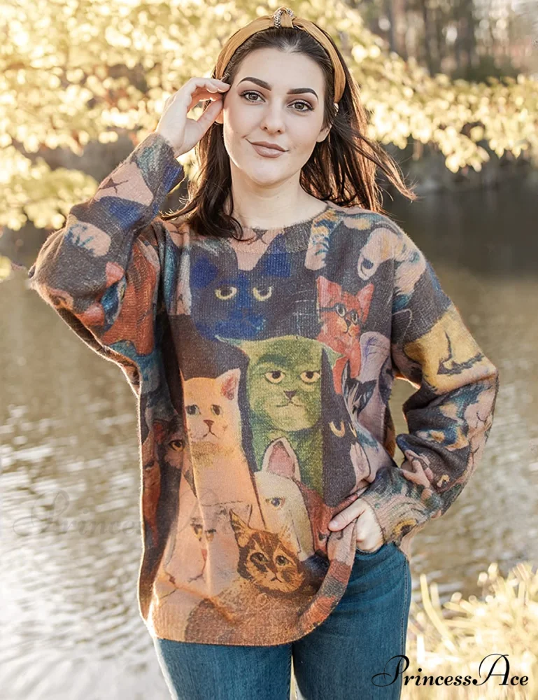 Women Oversized Pullover Casual Loose Long Sleeve Knit Sweater - Image 3
