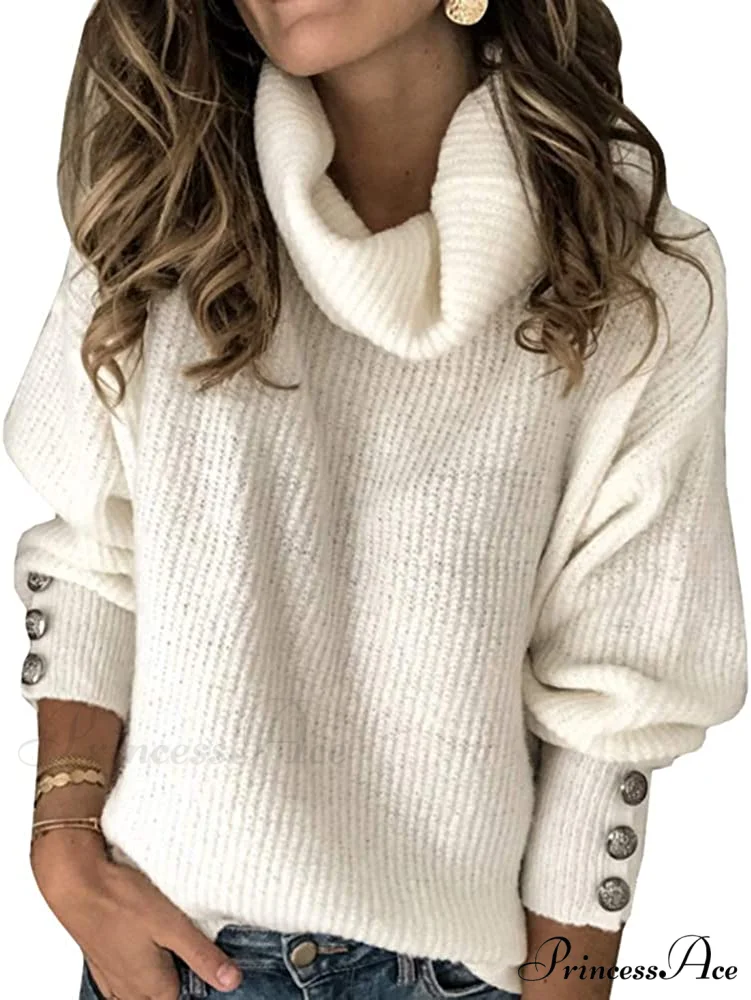 Women's Oversized Turtleneck Chunky Pullover Sweaters - Image 10