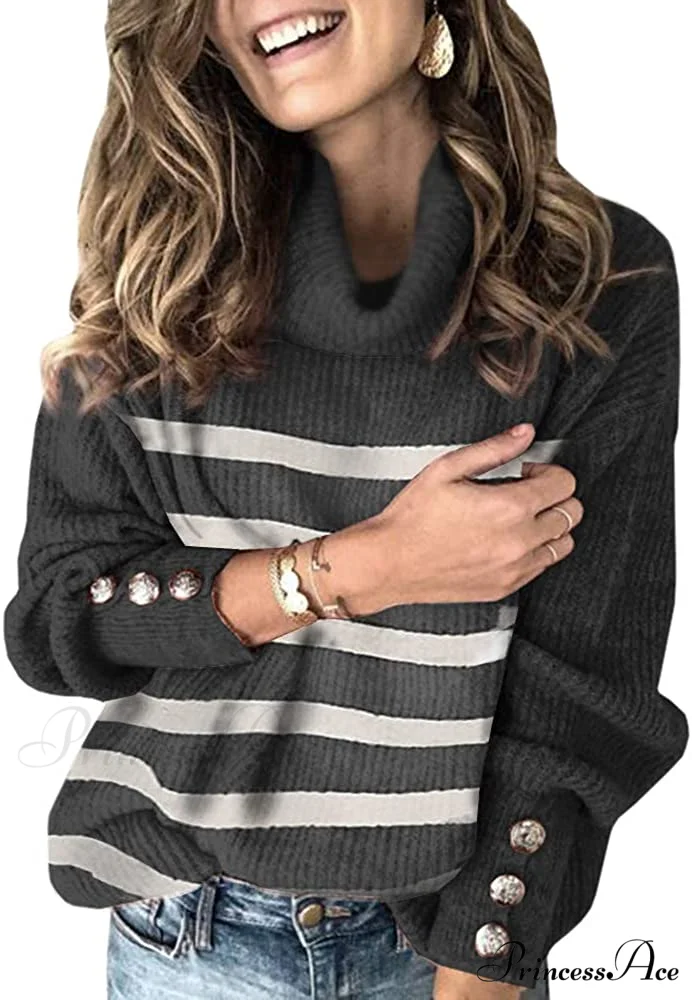 Women's Oversized Turtleneck Chunky Pullover Sweaters - Image 11