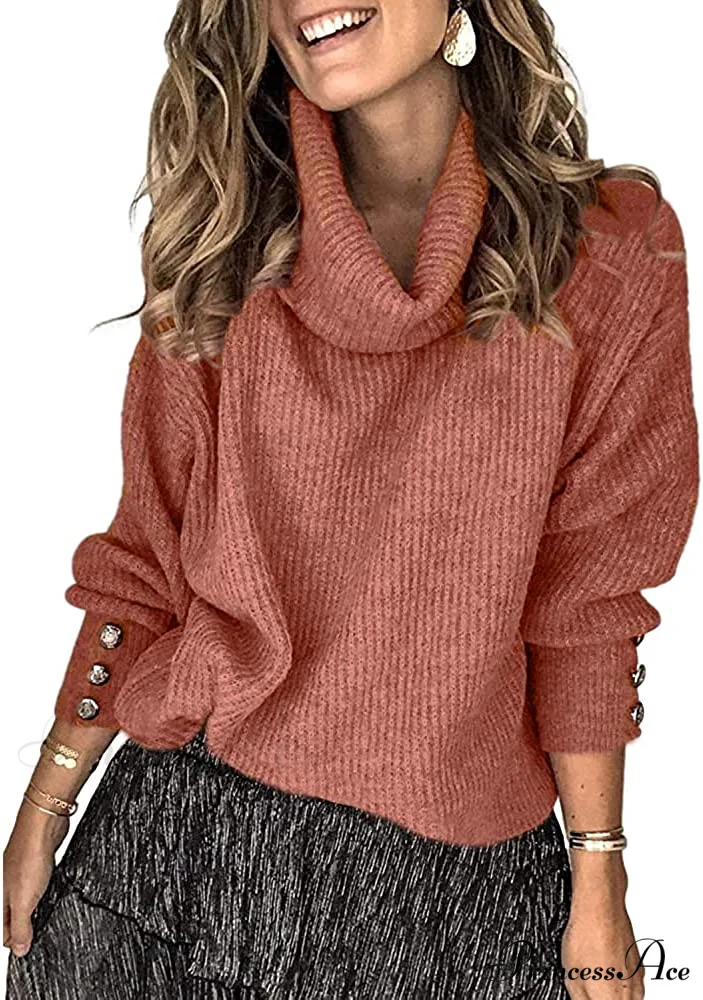 Women's Oversized Turtleneck Chunky Pullover Sweaters - Image 3